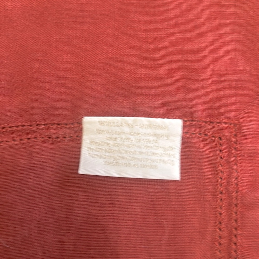 Williams Sonoma 100% linen hemstitch tablecloth terracotta 66x102 rust color
